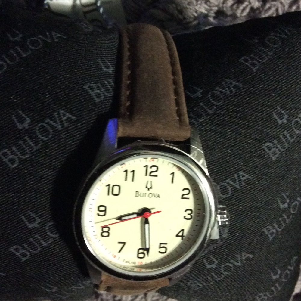 Bulova Women’s Brown Leather Strap Watch - White Dial